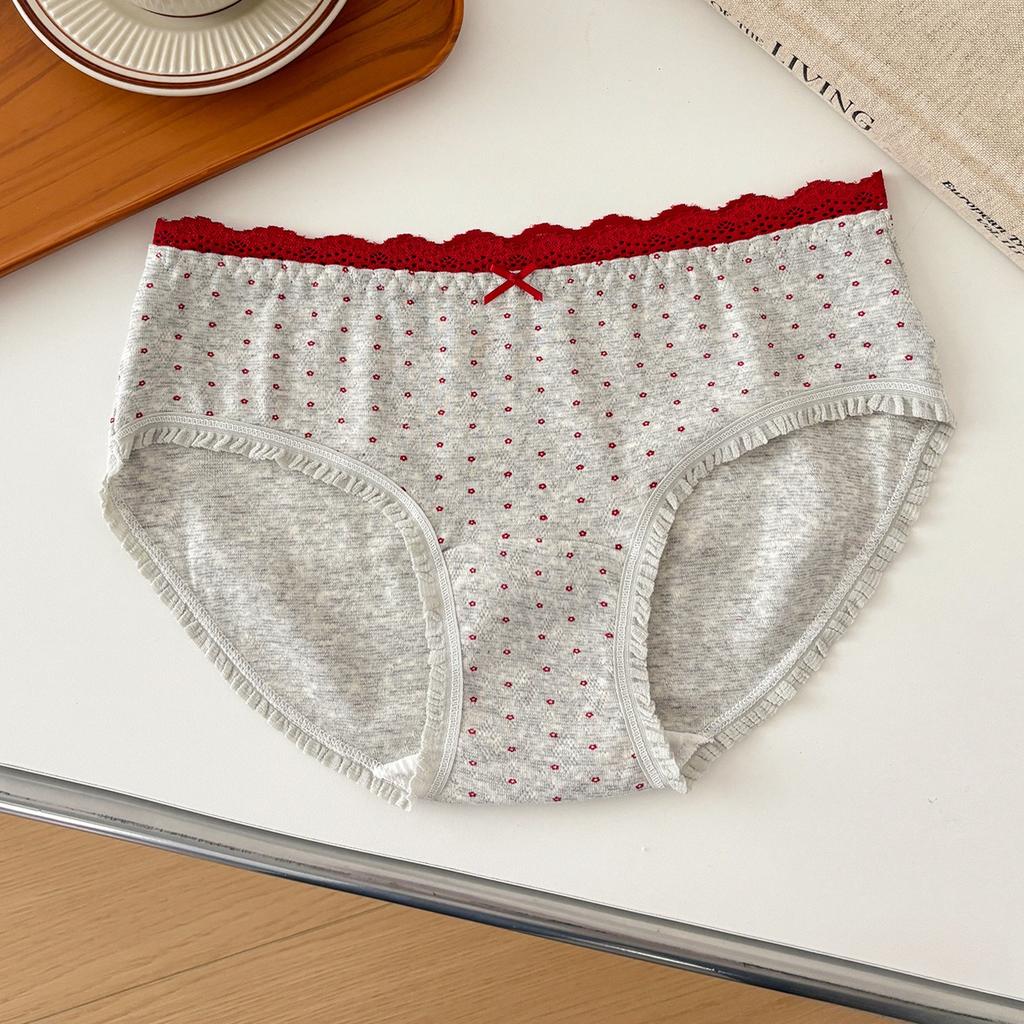 Ladies Summer New Sweet and Lovely 10A Antibacterial Cotton Extended Mid Waist Breathable Triangle Briefs