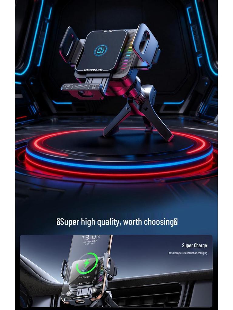 Four-Axis Wireless Car Charger & Phone Holder with Auto-Induction