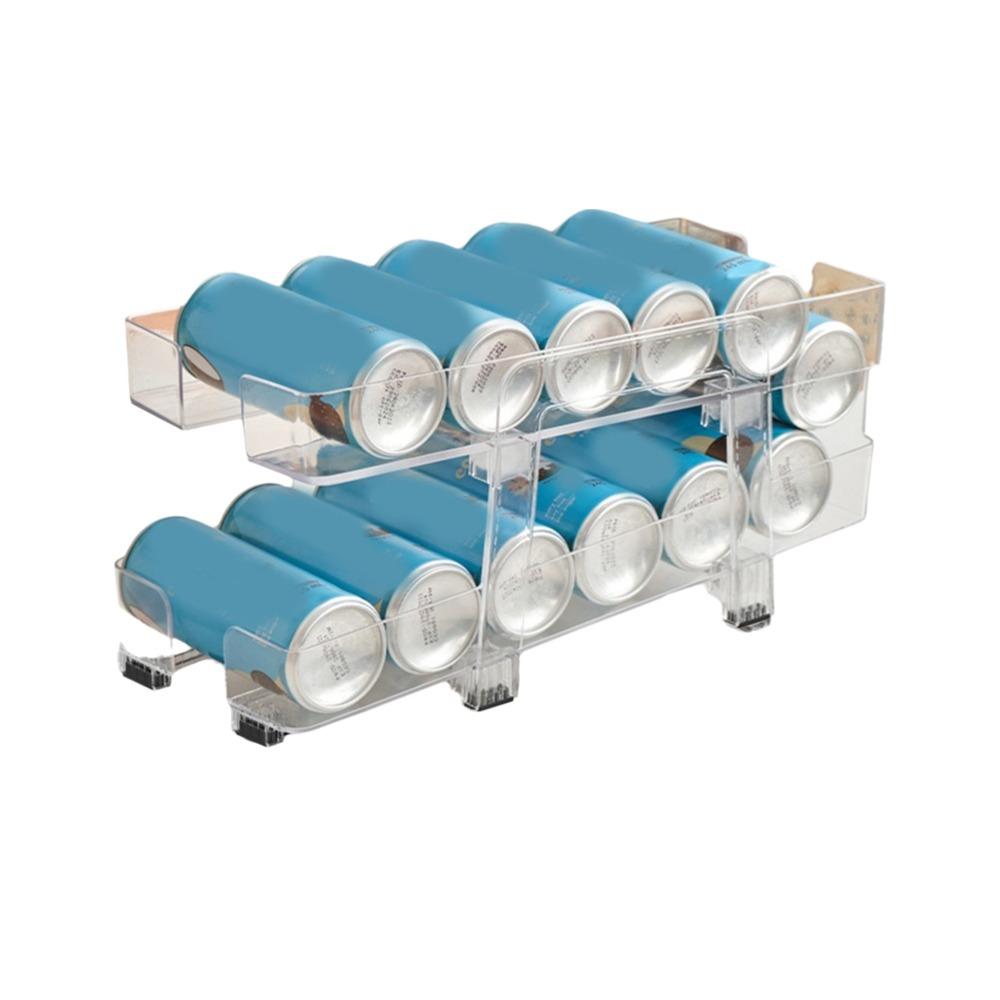 

Automatic Rolling Beverage Can Organizer Plastic Beer Storage Box Soda Can Dispenser for Home прозрачный