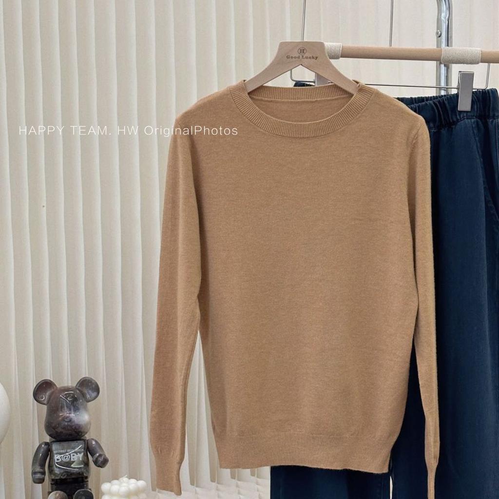 Ladies' Round-neck Pullover Slim Solid Color Sweater Versatile Long-sleeved Casual Knitted Sweater