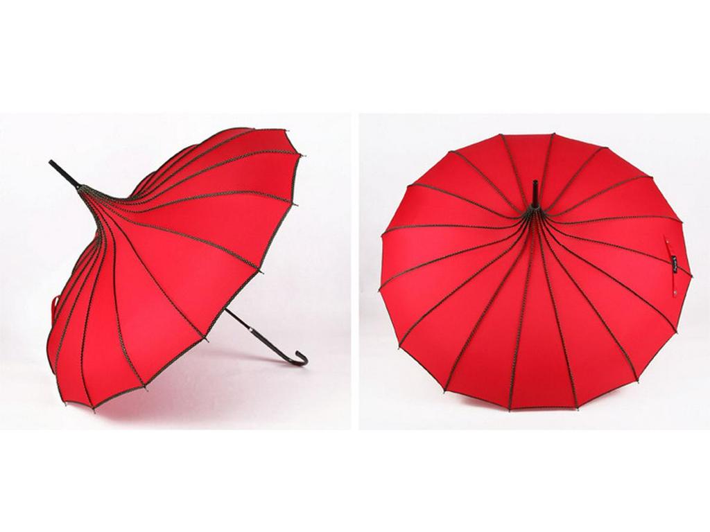 Baota 16-Rib Sun & Rain Bridal Photography Umbrella with Lace Trim and Curved Handle