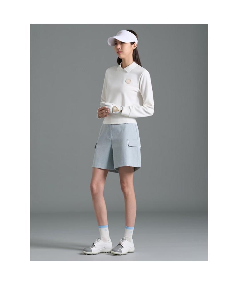 Beanpole Golf Women'S Woven Mix Blouson Fit Long Sleeve T-Shirt Ivory