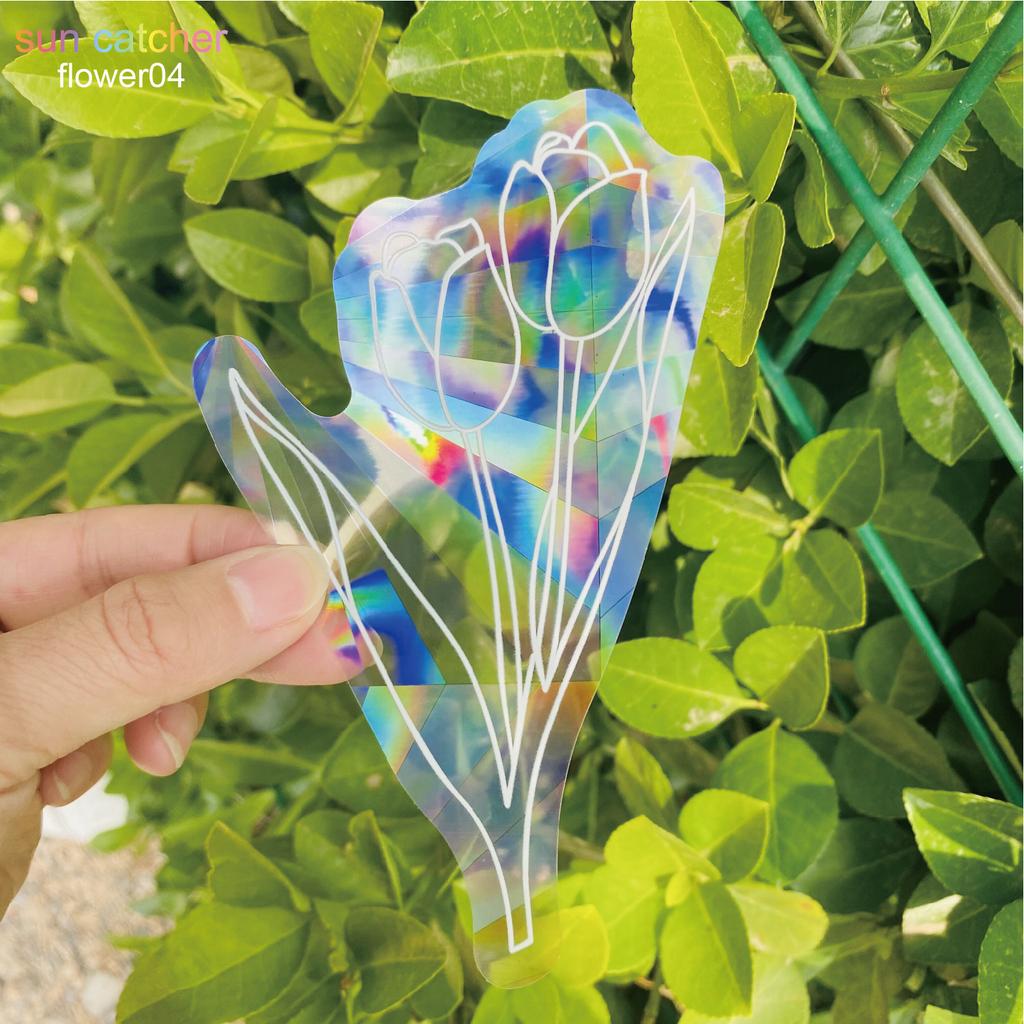 Sunflower Suncatcher Window Big Sticker Star Moon Evil Eye Sunlight Catcher Butterfly Sun Catcher Cat Rainbow Film for Car Glass