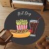 1 stk Hot Dog Fastfood Rund Stolmåtte Områdetæppe - Skridsikker Gulvmåtte til Kontor, Soveværelse, Boligindretning Julegave p0811273