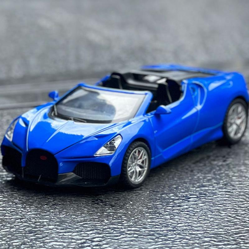 1/32 Bugatti Mistral W16 Alloy Sports Car Model Diecast Metal Toy Racing Car Model Simulation Sound and Light Childrens Toy Gift