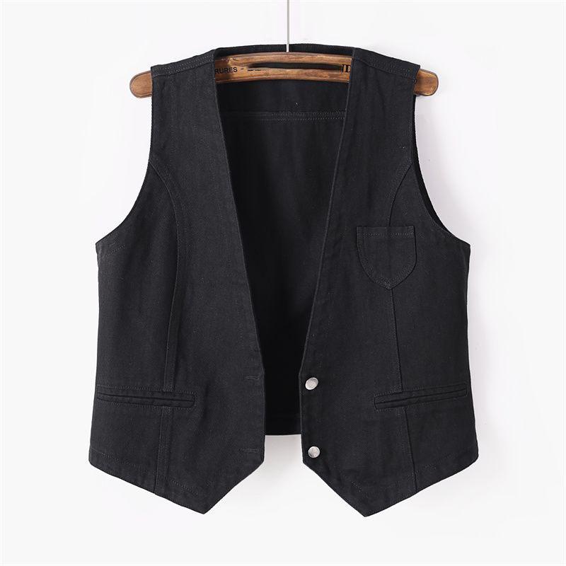 Fashion Denim Vest Female Streetwear V Neck Women Vest Summer Large Size Waistcoat Jeans Tops Sleevless Jacket Chaleco Mujer