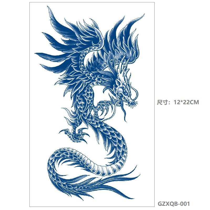 

Наклейка с рисунком дракона и травяным соком, постепенное изменение, ежевика, перенос воды, геометрический узор для переноса воды на руку, Эмми 12*22CM