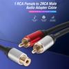 Metal Audio Cable 2 RCA Male To 1 RCA Female Y Splitter Cable For Car Amplifier Speaker Stereo Audio Subwoofer Adapter