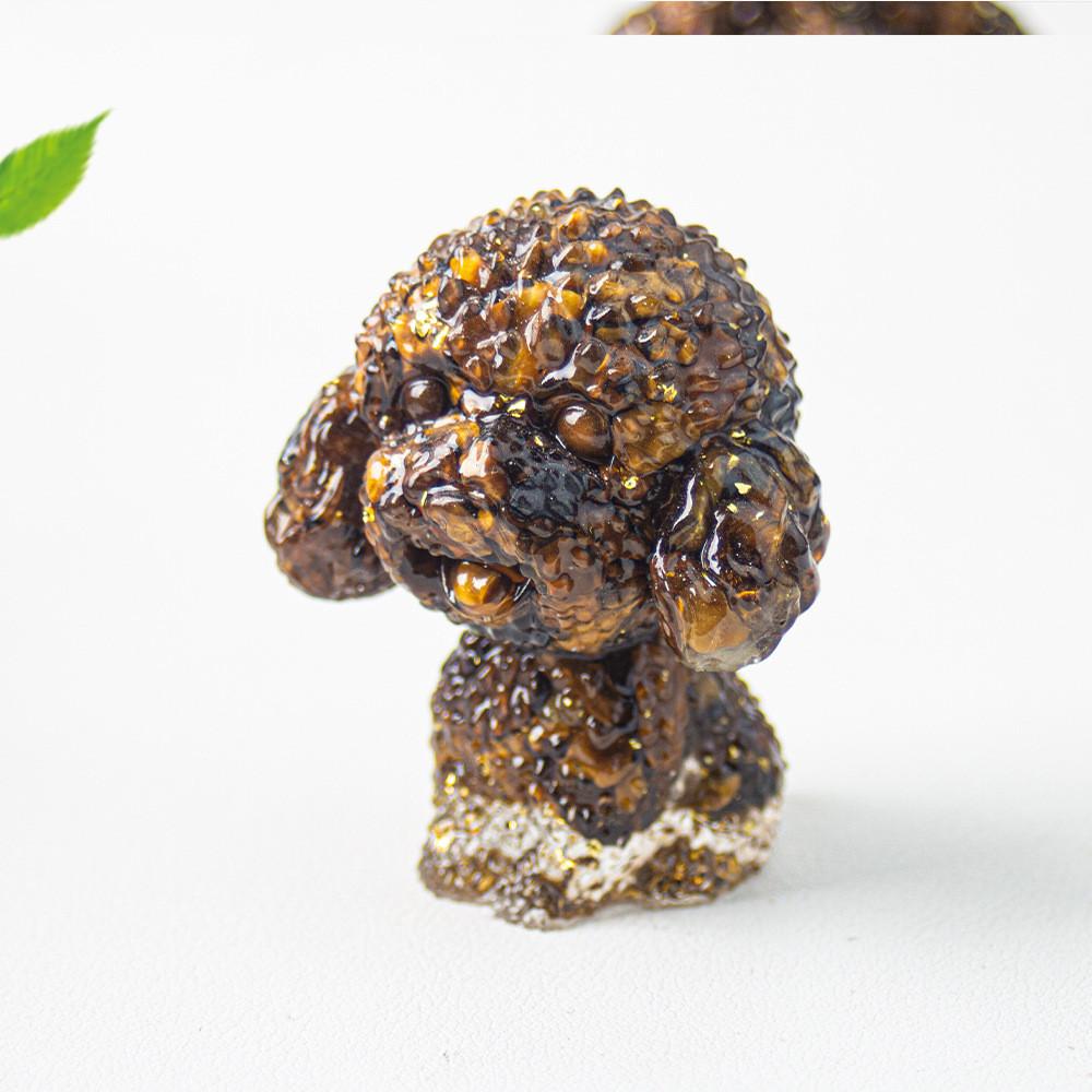 

Resin Craft Teddy Dog Figurine With Crystal Resin For Office Desk Decor Gift For Kids Tiger Eye