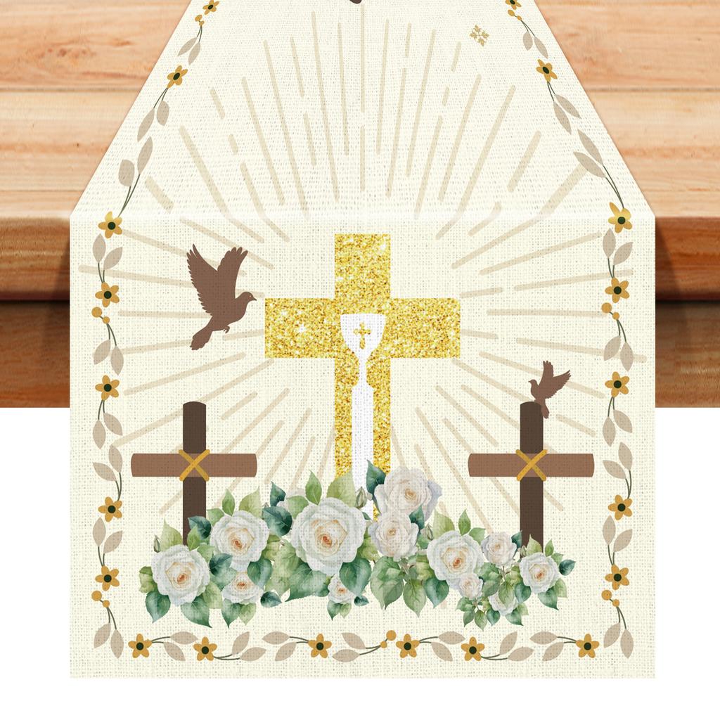 Mi Primera Comunion Table Runner My First Holy Communion Spanish Christening Holiday Kitchen Dining Table Decoration For Home Ki