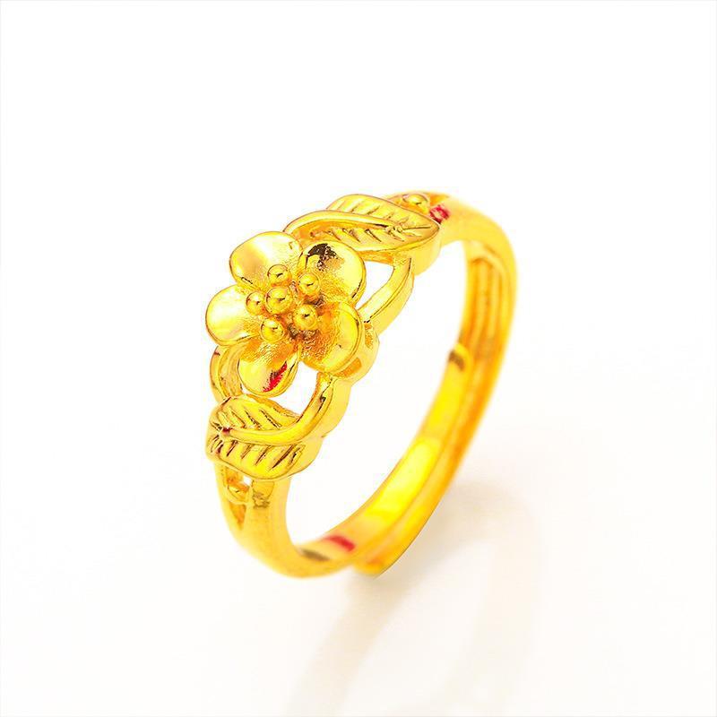 Women's Open Adjustable Ring Gold Plated with Lucky Flower Design Suitable for Wedding Jewelry