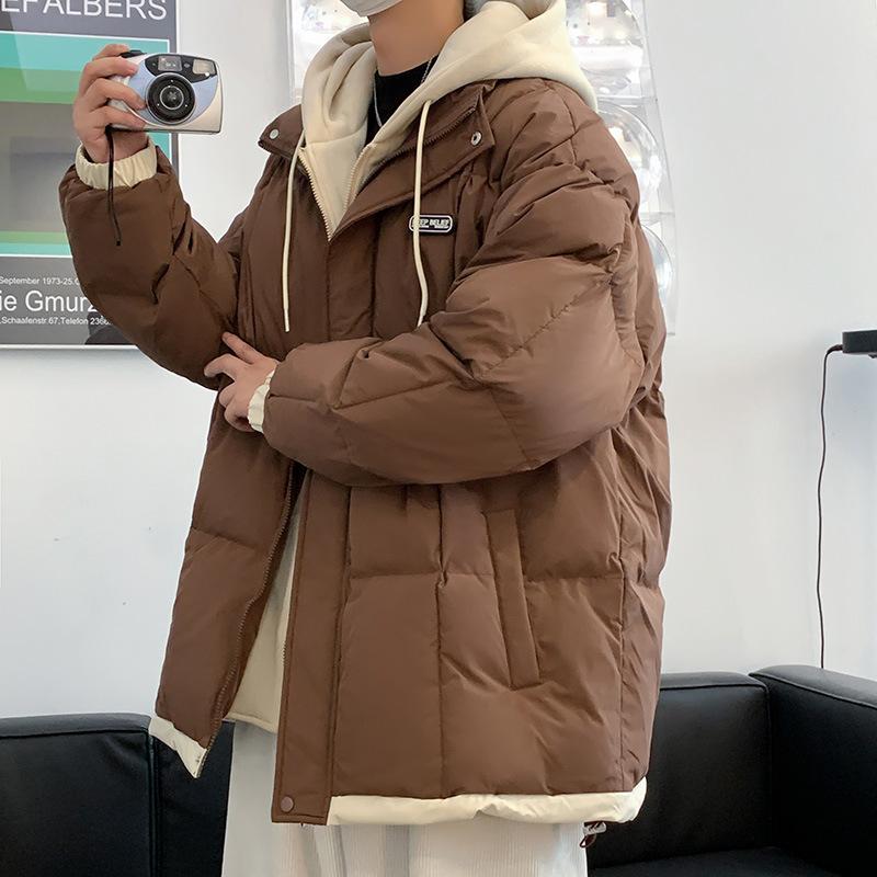 

Поддельная куртка из двух частей с хлопковой подкладкой для мужчин на зиму, новая утолщенная и бархатная куртка с хлопковой подкладкой, мужская куртка с пуховиком, зимняя куртка для мальчиков 3XL