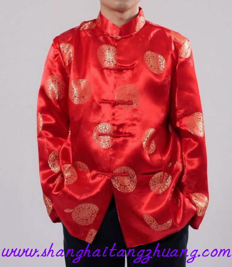Chinese Tang Suit Red Top: Women's Ethnic Festive Long Sleeve for Spring, Autumn, Winter