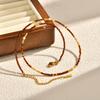 Boho Colorful Rice Beads Choker Necklace for Women, Stainless Steel Clavicle Chain Imitation Pearl Charm Handmade Jewelry
