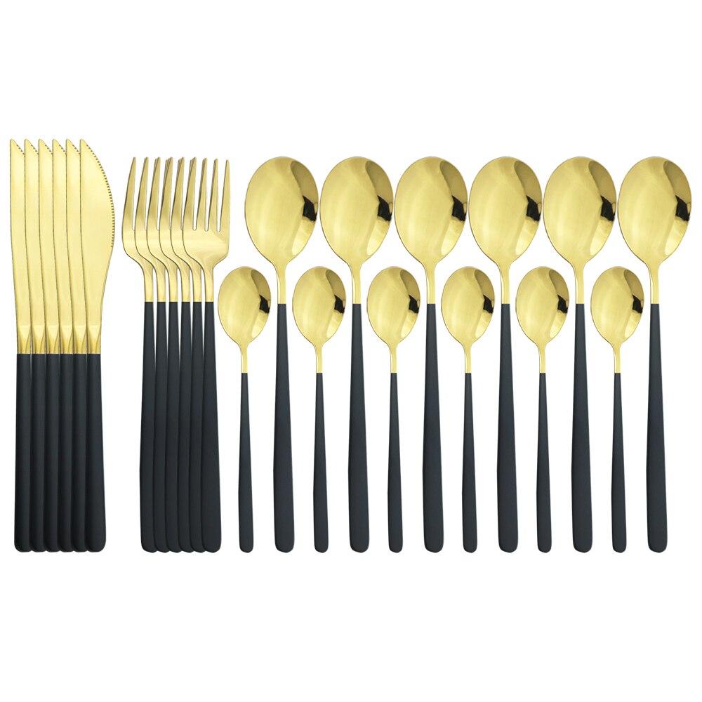 Pink Gold Cutlery Set 18/10 Stainless Steel Dinnerware Set 24Pcs/Set Knives Fork Spoon Dinner Flatware Set Kitchen Tableware Set