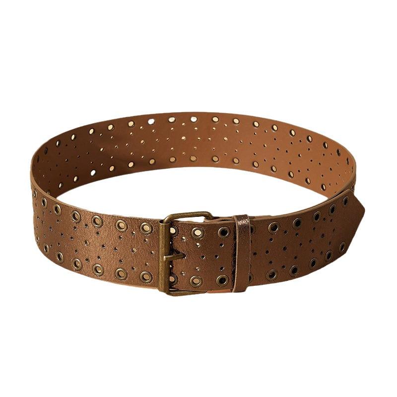 Western Denim Style Hollowed Out Atmospheric Halloween Street Wide Belt