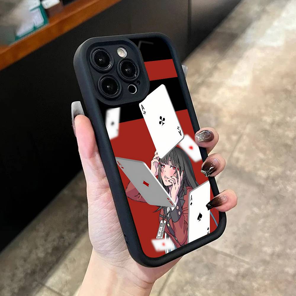 Yumeko Jabami K-Kakegurui Phone Case For iPhone 17,16,15,14,13,12,11,Pro,Max,Plus,X,XS,SE4,E,Mini Black Thickened border Case