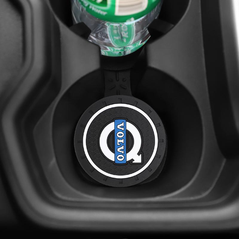2Pcs Car Silicone Coaster Anti-Slip Water Cup Drink Mat Interior Decoration For Volvo XC90 V90 V60 XC60 V40 EC40 EX40 Keychain