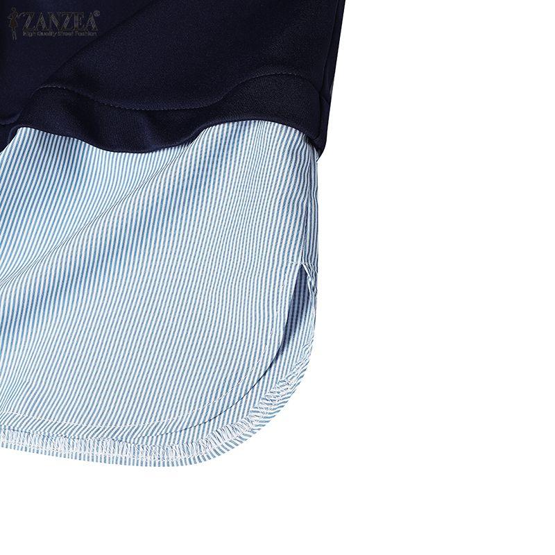 ZANZEA Dámská ležérní halenka s kulatým výstřihem, dlouhým rukávem a volného střihu