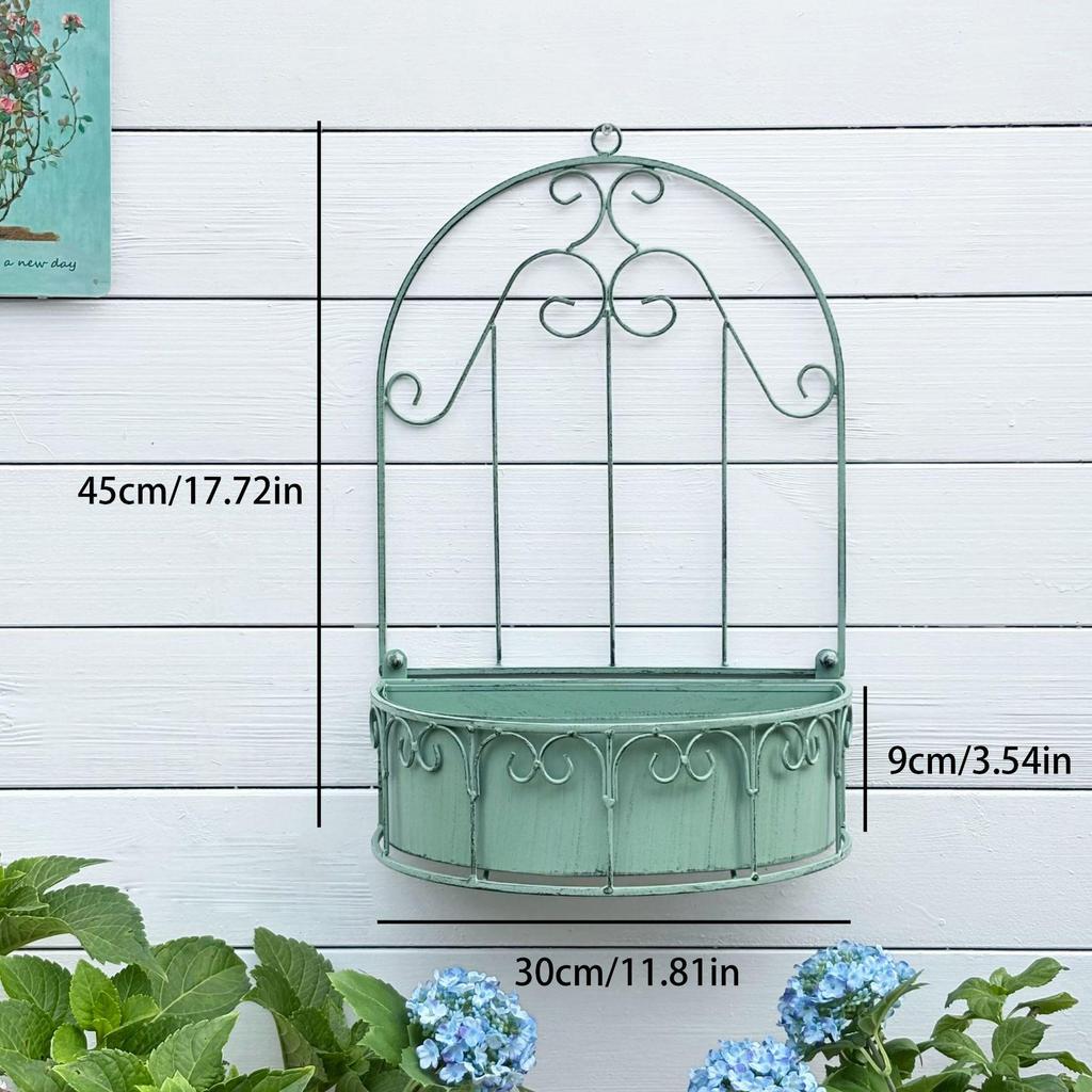 Wrought Iron Wall-Mounted Detachable Flower Pot for Garden or Balcony Decor