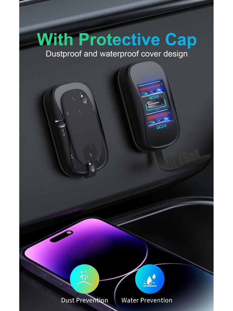 Dual USB Onboard Charger for Car/Motorcycle with Digital Display, 12-24V