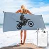 Moto X Crossmotor Monochrom Vektorgrafik Strandtuch Weiche Mikrofaser Schnelltrocknend Saugfähig Schnelle Handtücher zum Schwimmen