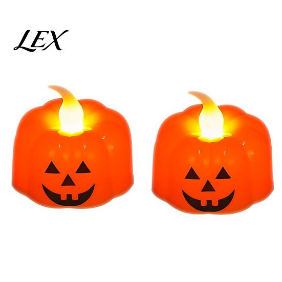 Warm White Electronic Candles 2Pcs Halloween Pumpkin Flameless Candles, Battery Operated LED Candle, Decorative Reusable Holiday Scene Decorations