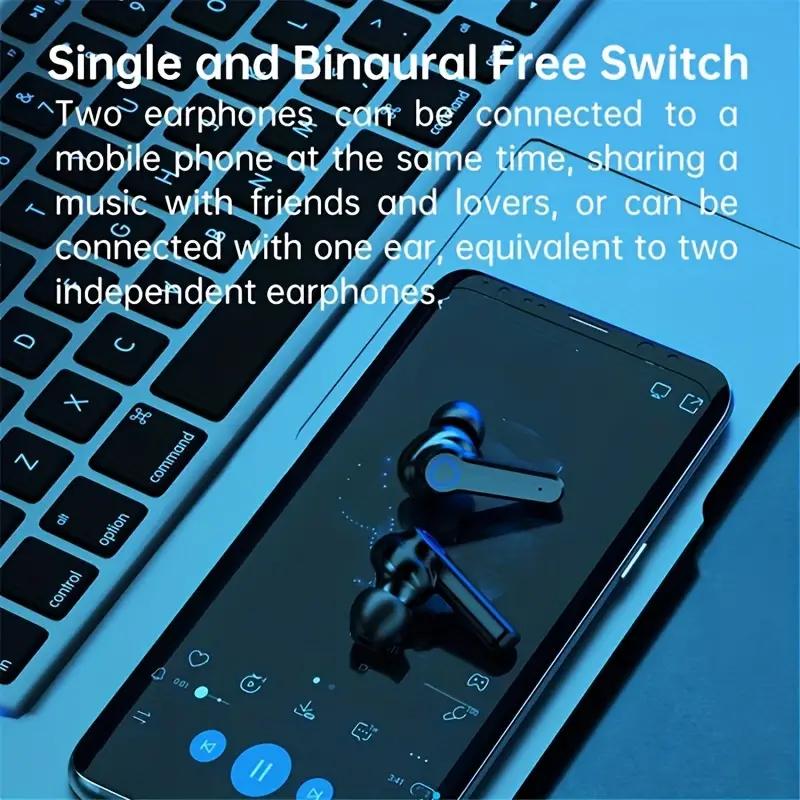 Sluchátka Bluetooth V5.1, 9D stereo zvuk, Vodotěsná sluchátka, Sluchátka s dotykovým ovládáním, Nabíjecí krabička se svítilnou