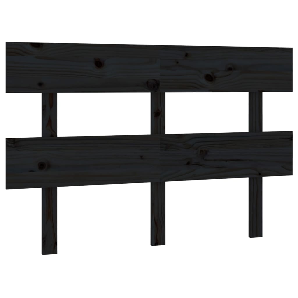 Headboard in Black 124 x 3 x 81 cm Solid Pine Wood