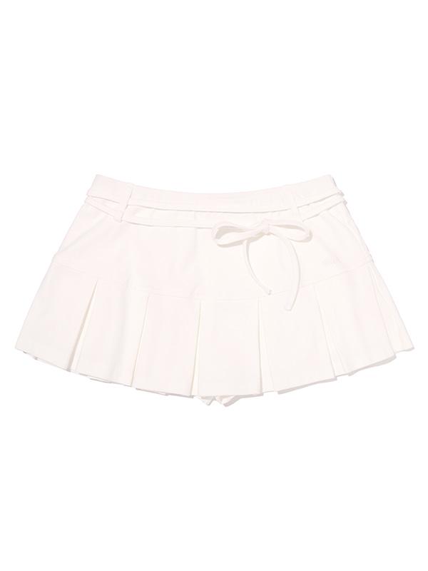 Kirsh Ribbon Point Pleated Skirt Pants [White]