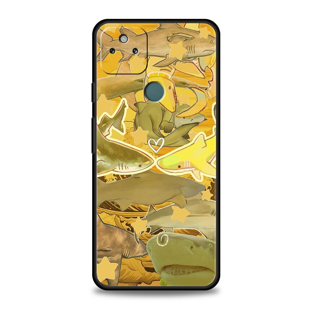 Seaside Sharks Pattern Phone Case Cover for Google Pixel 10 9 8 7 6 9A 8A 7A 6A Pro Shockproof Soft TPU 9 Pro XL Shell Capas Bag