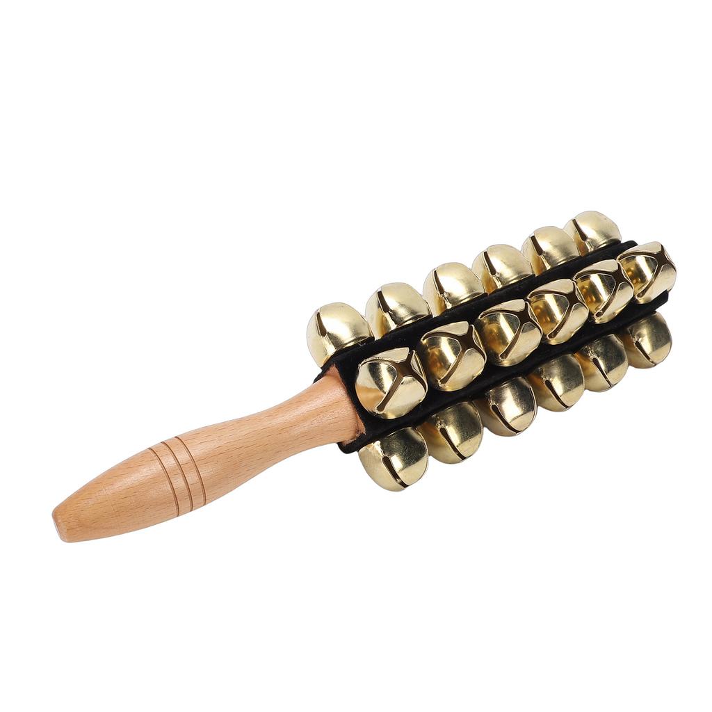Clochette Traîneau Bois de Hêtre Instrument de Percussion Portatif Clochette à Main avec 25 Clochettes pour Chants de Noël Fêtes Formation Musicale