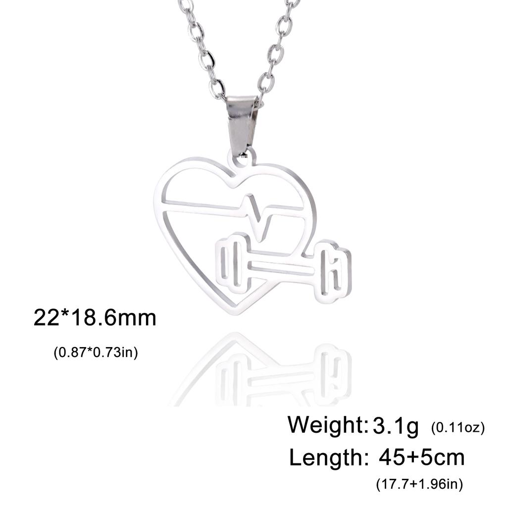 Cazador HeartBeat Dumbbell Pendant Necklaces for Women Exercise Sport Stainless Steel Jewelry Necklace Birthday Gift Wholesale