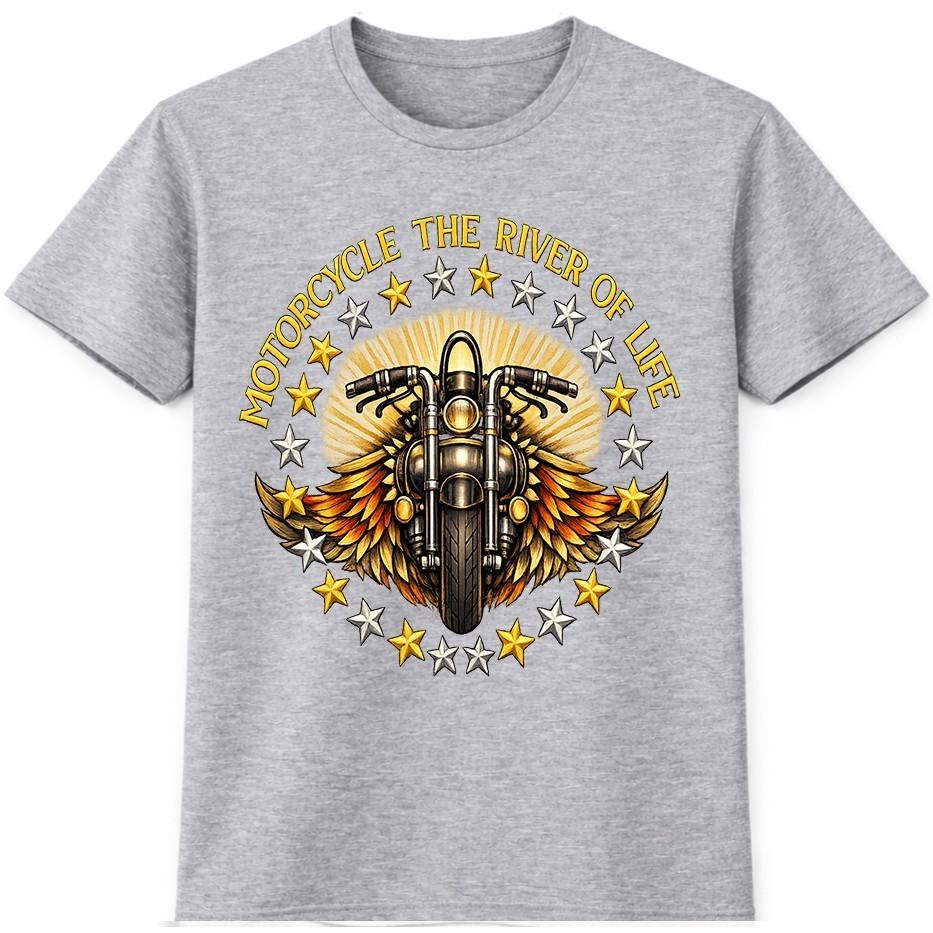 Motorcycle T-Shirt Biker Graphic Tee Chopper Rider Motorbike Rock Gift Top