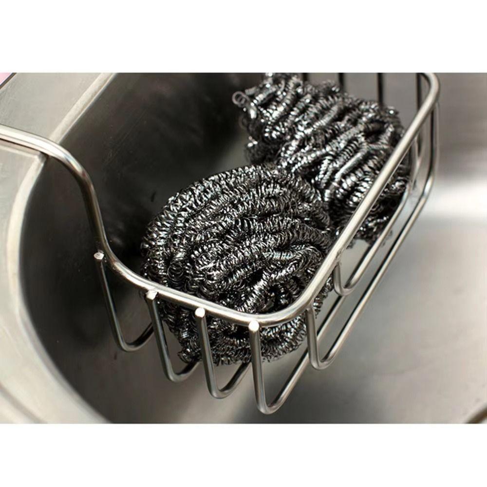Stainless Steel Sink Organizer Heavy Duty Dish Brush Holder Drainer Rack Countertop Storage