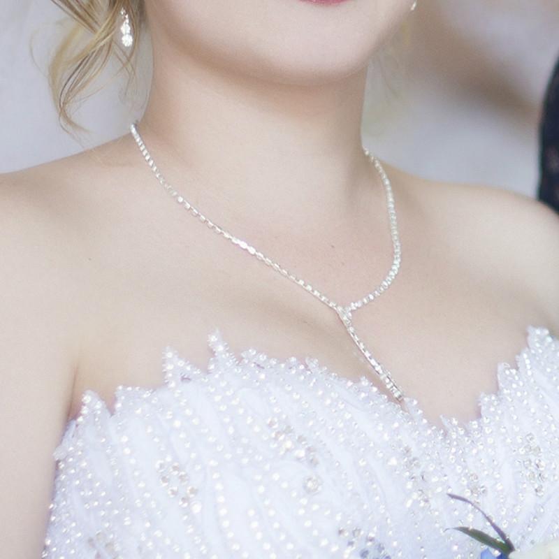 Modisches Schmuckset mit Tropfenkristallen und Strasssteinen, Halskette und Ohrringen, Schmuckset für Brautjungfern, Hochzeit, Kleidungszubehör