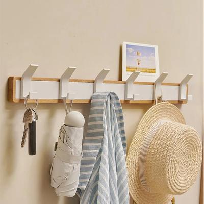 Solid Wood Wall Mounted Hangers for Bathroom, Coat Hooks, Keys, Hats, Robe, Towels, Bags, Storage Hook, Save Space