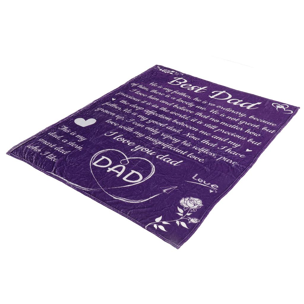 Flannel Blanket Alphabet Pattern Soft Comfortable Lightweight Portable Purple Personalized Dad Blanket for Father S Day