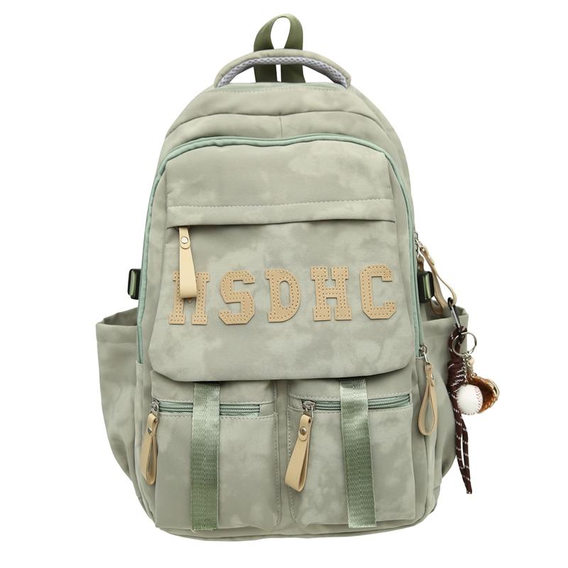 

Men s Backpack Large Capacity Middle School Student Schoolbag Women Travel Letter Computer Backpack зелёный