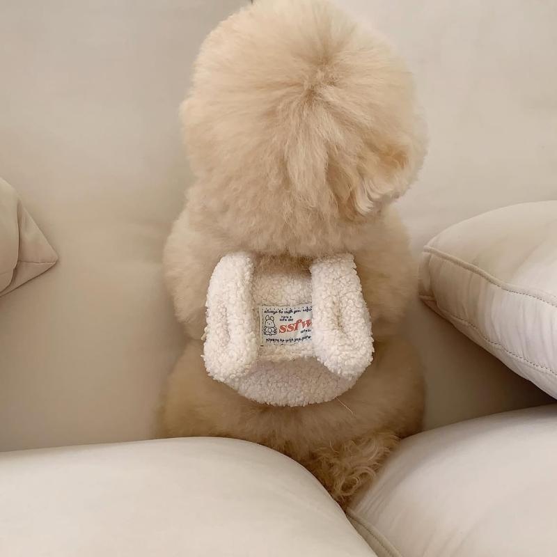 

Cute Rabbit Bear Simple Puppy Dog Cat Go Out Pet From Backpack School Bag Garbage Bag INS Style Lamb s Wool Pet Backpack