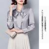 Bolan Verl Bow Tie Long Sleeve Satin Blouse with Ribbon Shiny Stylish and Design for Special and Office Casual Available in 8 and Size M Shirt, Tie,