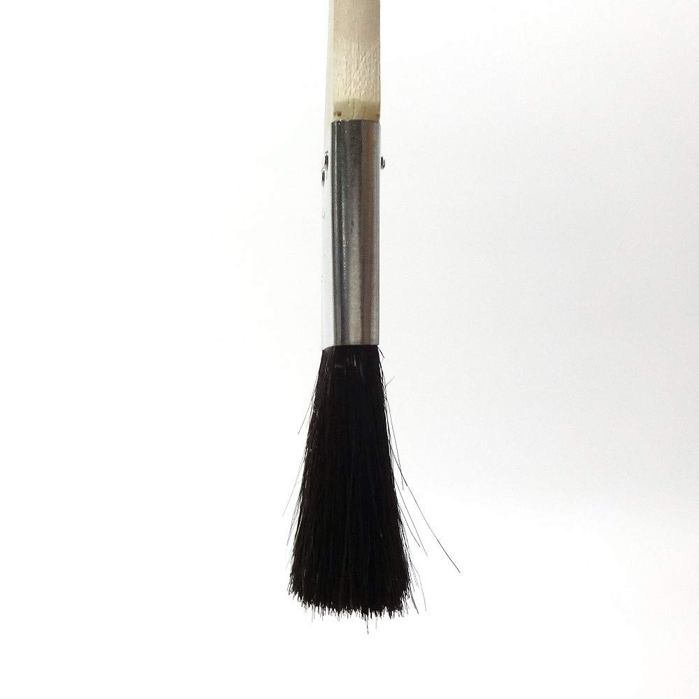 Hakeichi Rack Black Goat Hair Thin Set of 10 Gold-Wrapped Brush, (Dye), Flat, 25mm,