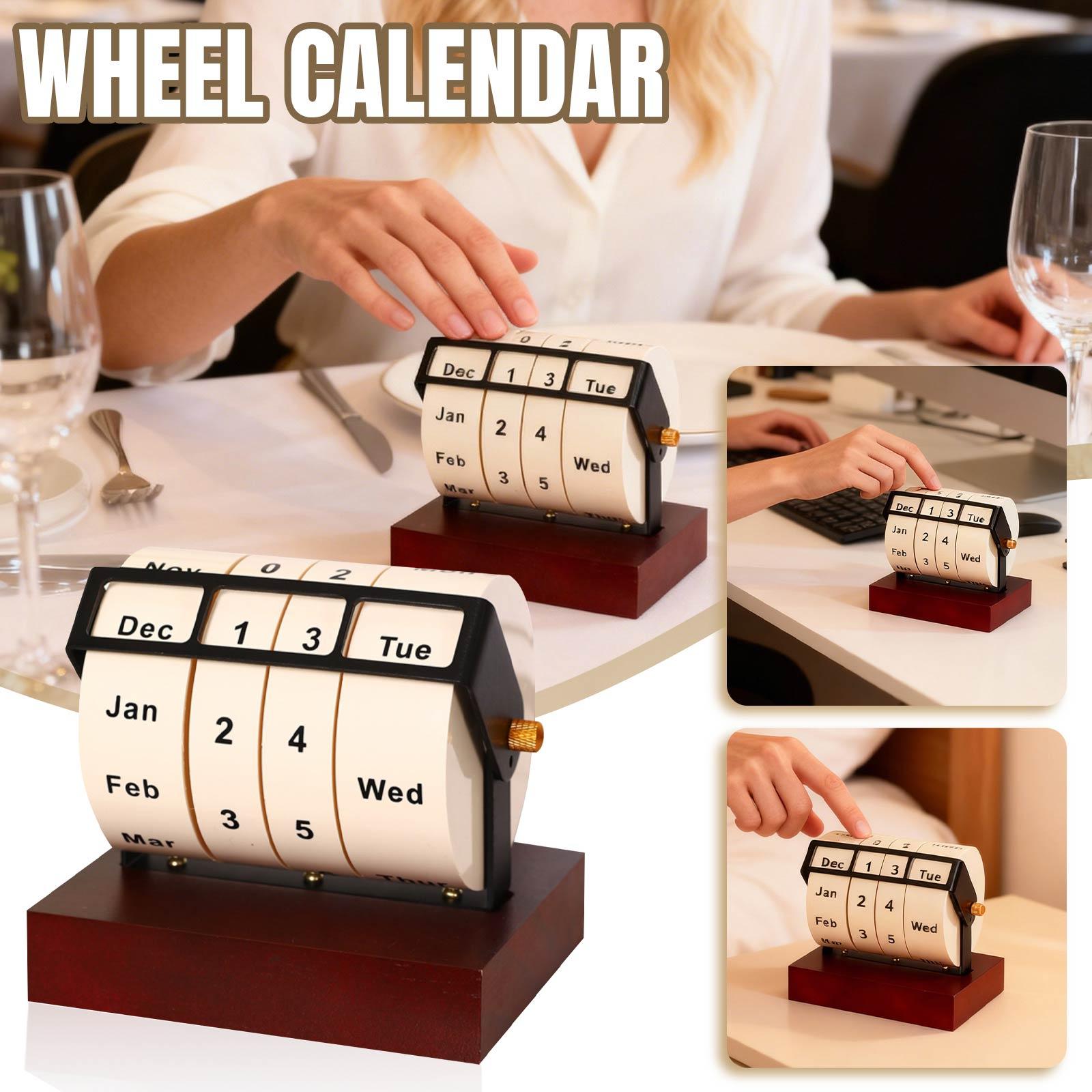 

Wooden Rotating Perpetual Calendar, Desktop Calendar, New Year s Countdown Calendar, Home Desk Calendar, Decorative Ornament. One Size