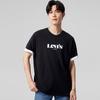 Levis Color Block Letter Print Cotton Crew Neck Short Sleeve T-Shirt Men Tops Black 16143-0084