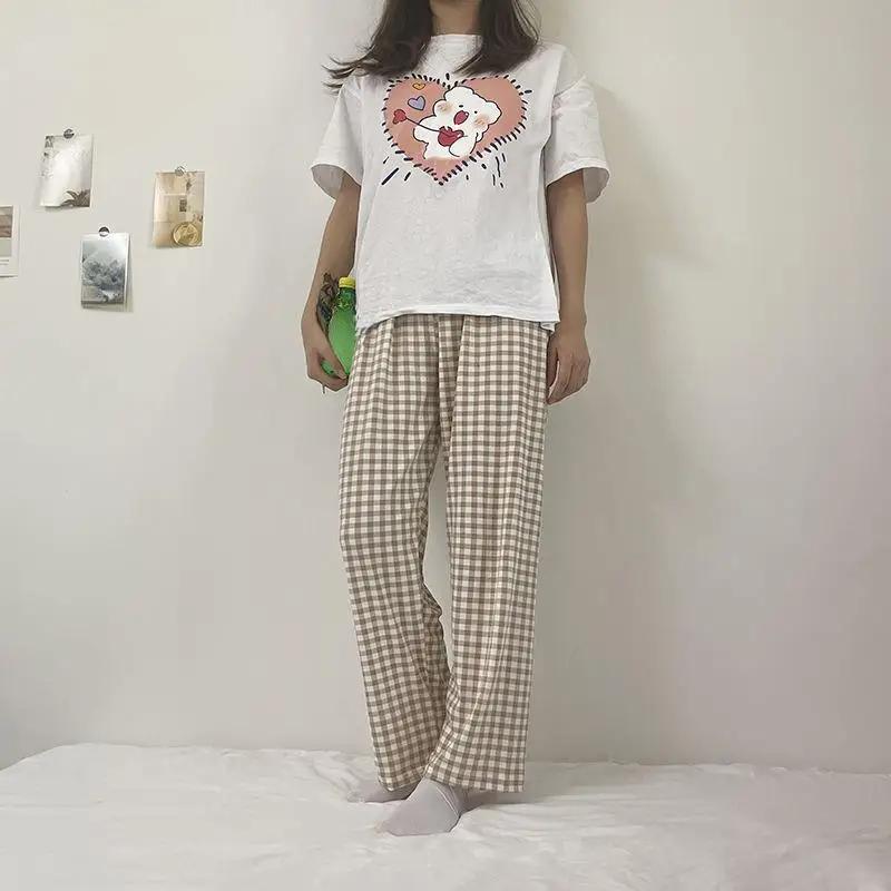 Women's Summer Cute Korean Style Son Pants Home Pajama Pants Female Japanese Summer Thin Loose Casual Pants