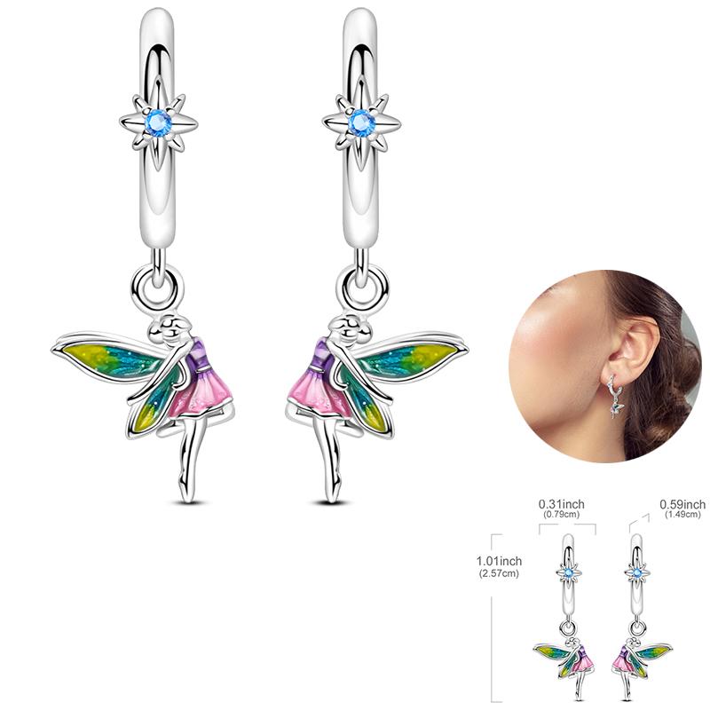 Early Spring 925 Silver Pink Tulip Sunflower Butterfly Grape Sweet Fresh Earrings Fit For Engagement Fine Jewelry Gifts