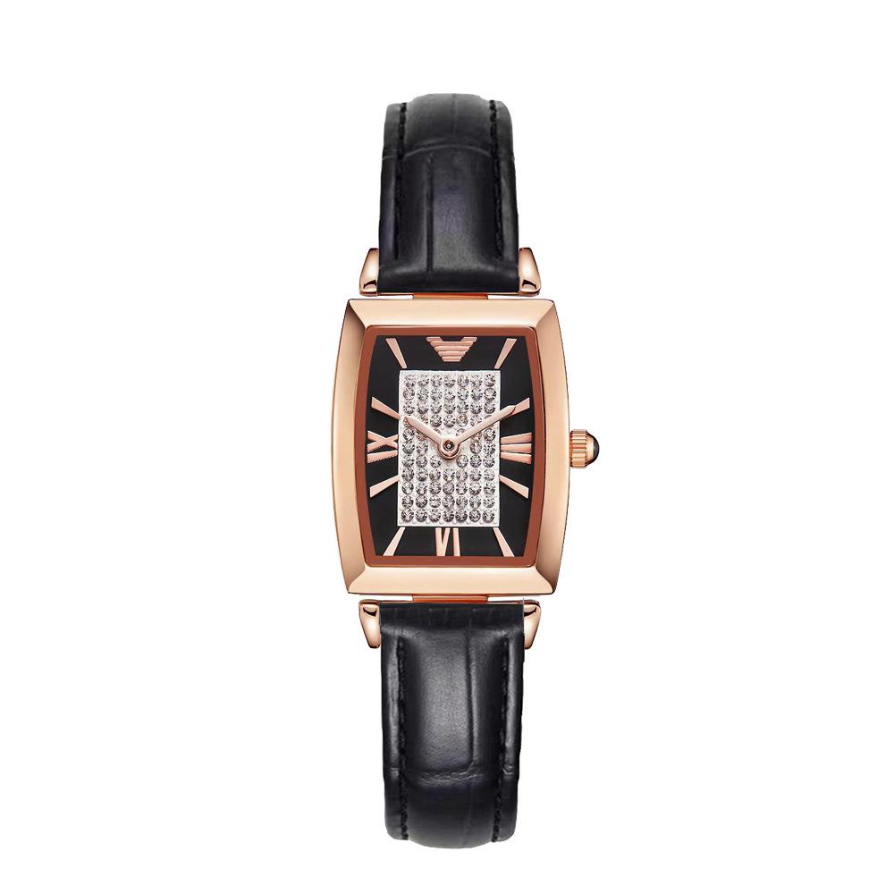 Oushijia New Square Diamond Women's Roman Minimalist Tonneau Quartz Watch