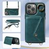 For iPhone 15 Series.for iPhone 15,15 Plus,15 Pro,15 Pro Max Shoulder Strap Rope Ring Bracket Design Card Holder Slots Lichee Pattern Cover Phone Case