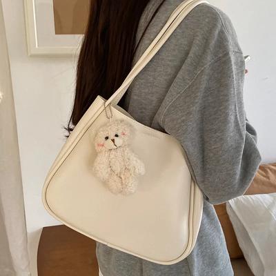 Bag Women  New Korean Shoulder Bucket Underarm Bag Large Capacity Soft Leather Tote Bag Leisure Commuter with Zipper Pouch