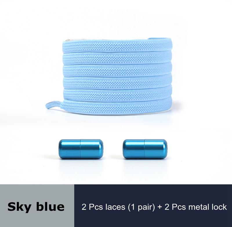 1 Pair No Tie Shoelaces for Sneakers Elastic Flat Shoe Laces Metal Lock Without Ties Quick Tieless Shoelace for Shoes Kids Adult